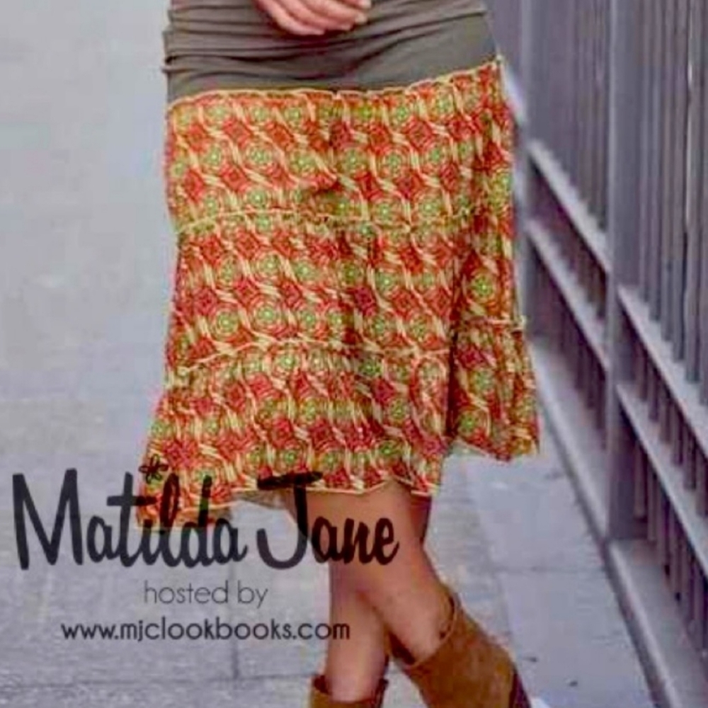 Matilda Jane Serendipity Fall Ruffled Hem skirt Autumn size small